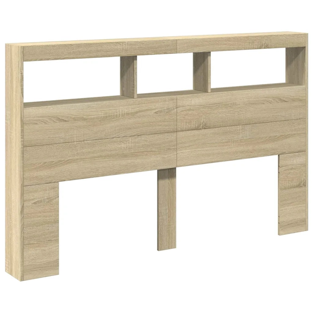 Testiera | Testata con Contenitore a LED Rovere Sonoma 160x17x102 cm
