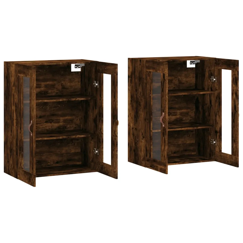Armadietti a Parete 2 pz Rovere Fumo in Legno Multistrato 3197918