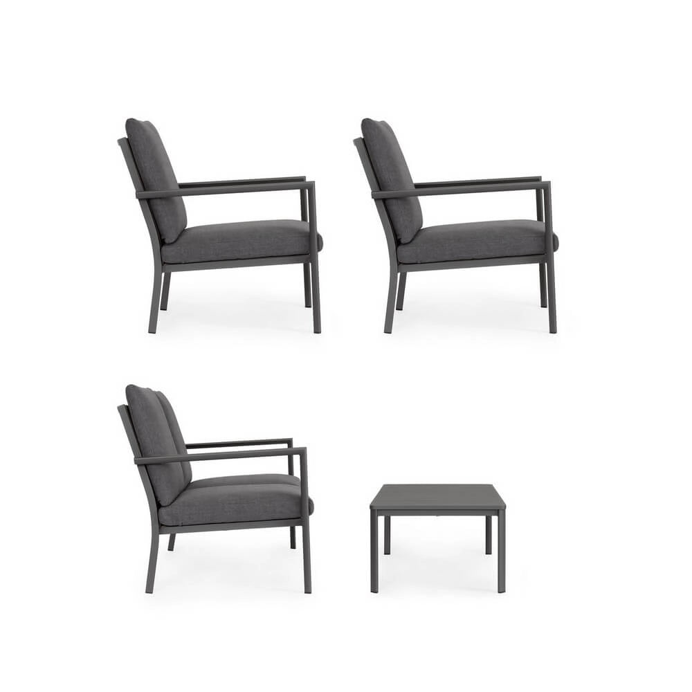 Set da 4 Salotto da Giardino in Alluminio con Cuscini - FYRON