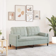 Divano a 2 Posti con Cuscini-Sofa 2 Posti con Cuscini Grigio Chiaro 140 cm in Velluto 967042