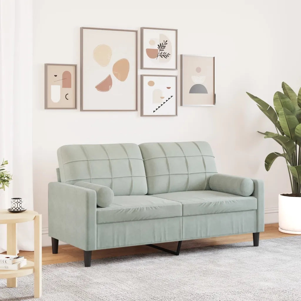 Divano a 2 Posti con Cuscini-Sofa 2 Posti con Cuscini Grigio Chiaro 140 cm in Velluto 967042
