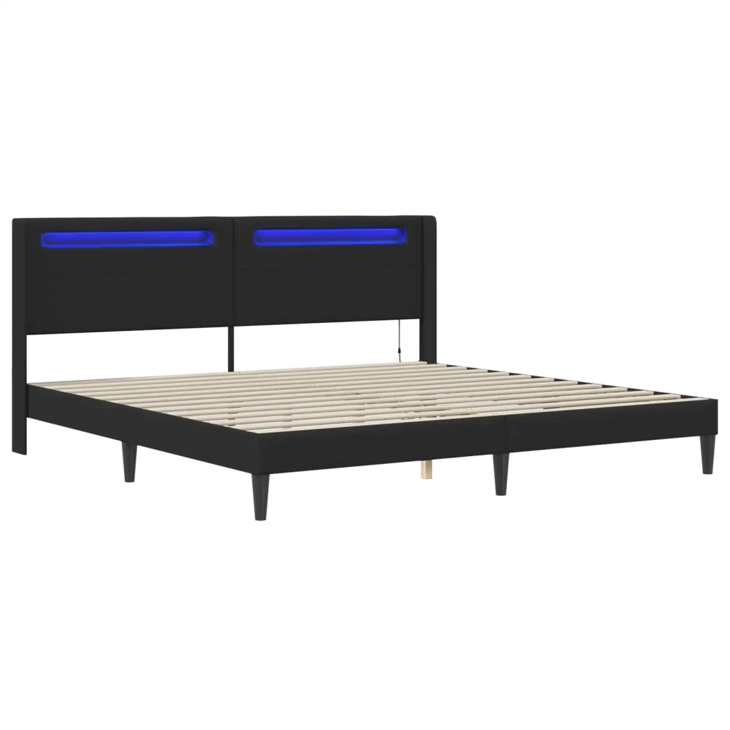 Struttura del letto con strisce LED Nero 200 x200 cm Similpelle 42027991