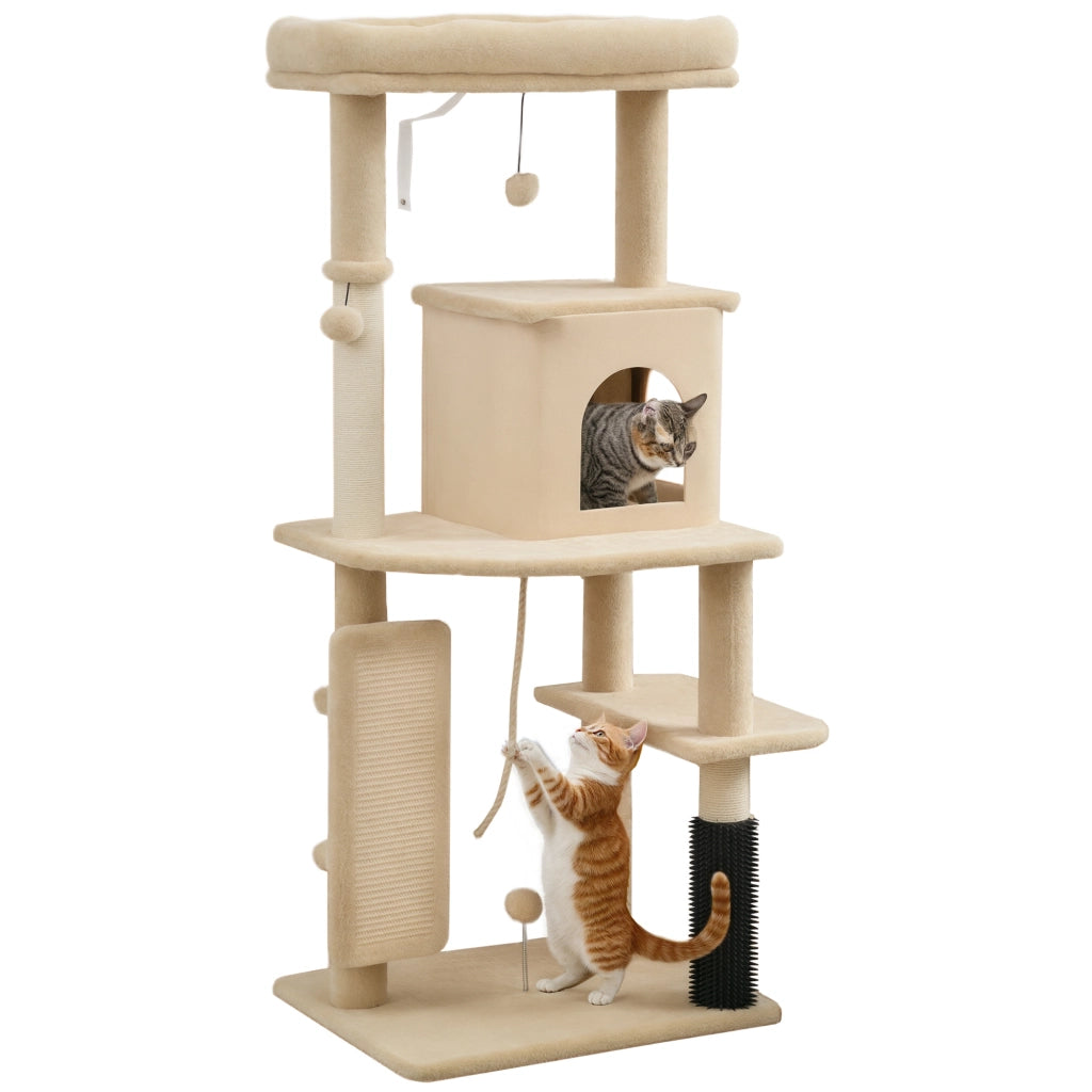 Albero tiragraffi per gatti con poste, piattaforme e accessori ¨C zephmum ¨C 132 cm beige