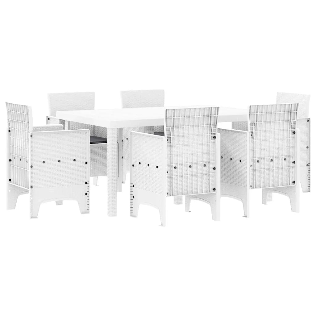 Set da Pranzo per Giardino 7 pcs Bianco Rattan Polt