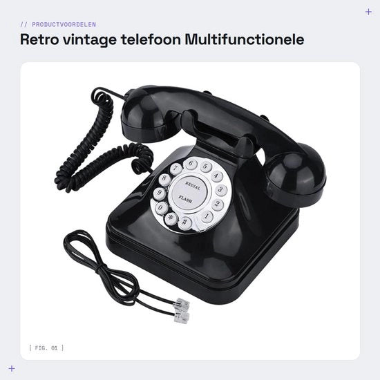 Telefonino Retro - Base Antiscivolo - Funzione Multifunzionale - Manuale di Impiego Facile - Campanello Tradizionale - Design Vintage
