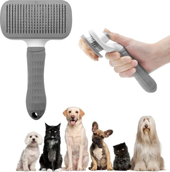 Borsetto per pelo corto e lungo - spazzola autoigienizzante per cani e gatti
