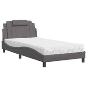 Letto singolo | Letto per adulti | Letto Viana con Materasso Grigio 100x200 cm in Similpelle