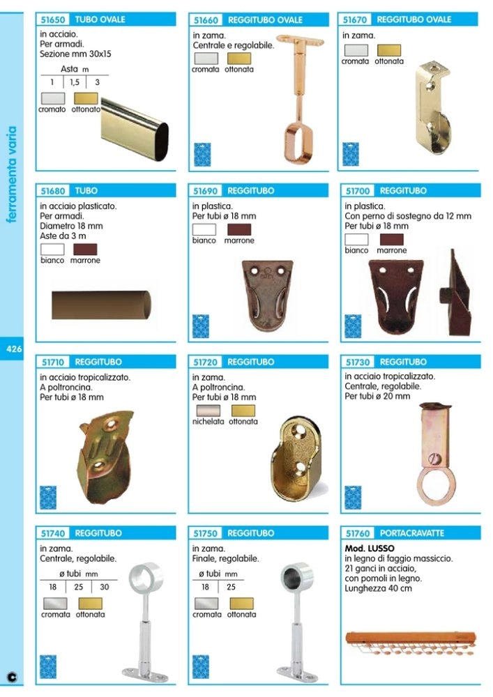 24pz reggitubo centrale regolabile x tubo tondo cromato mm.18 cod:ferx.38738