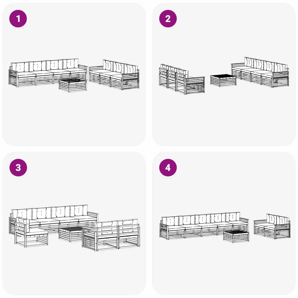Set di divani da esterno 8 pz Bianco e Antracite Poliestere 3390177