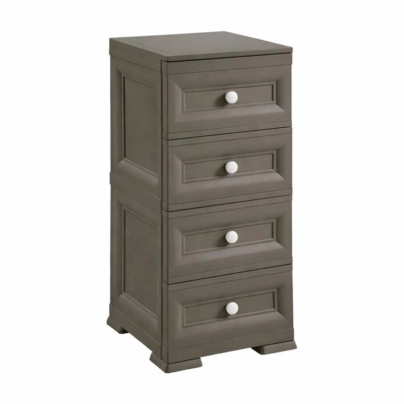 CASSETTIERA ALTA 4 CASSETTI PICCOLI WENGÉ 40X43X85,5 CM – MOBILE COMPATTO ORGANIZZAZIONE CASA PER INGRESSO E ZONA GIORNO