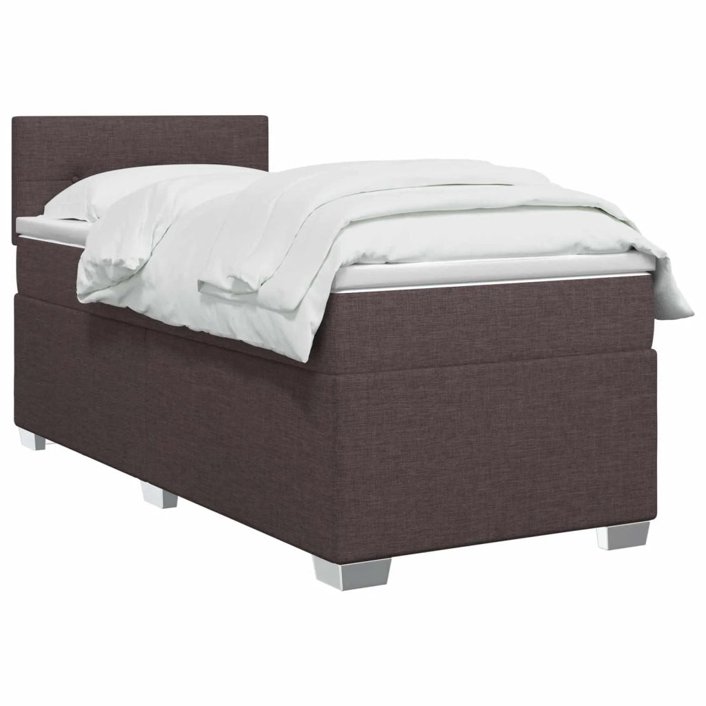 Letto con Box Spring, Materasso e LED Marrone Scuro 90 x 190 cm 3451836