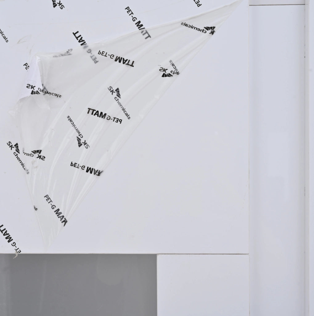 Vetrina 60x40x180 cm con LED e porta in acrilico; truciolare e vetro temperato bianco