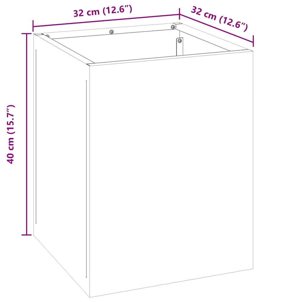 Vaso da giardino Nero 32 x 32 x 40 cm Acciaio laminato a freddo 876343