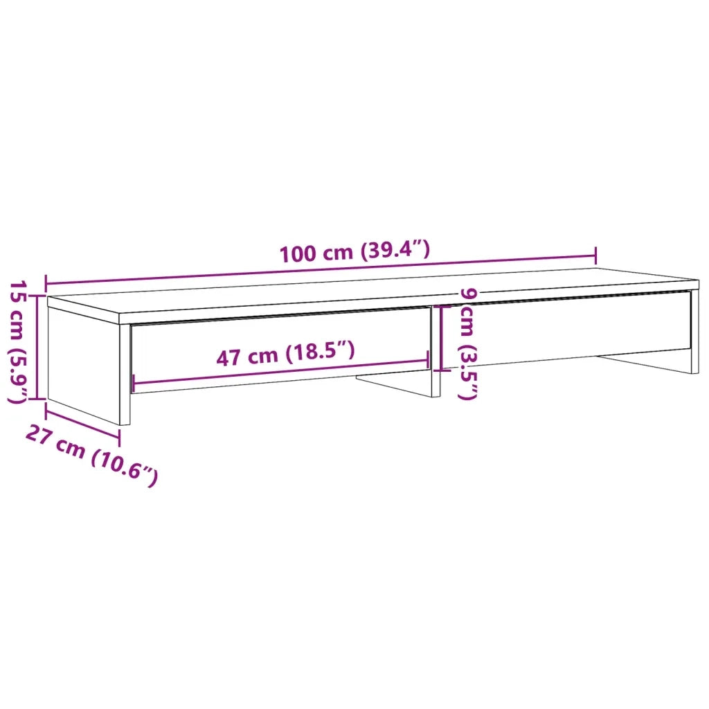 Supporto Monitor con Cassetti Grigio 100x27x15 cm in Truciolato CFW1191392