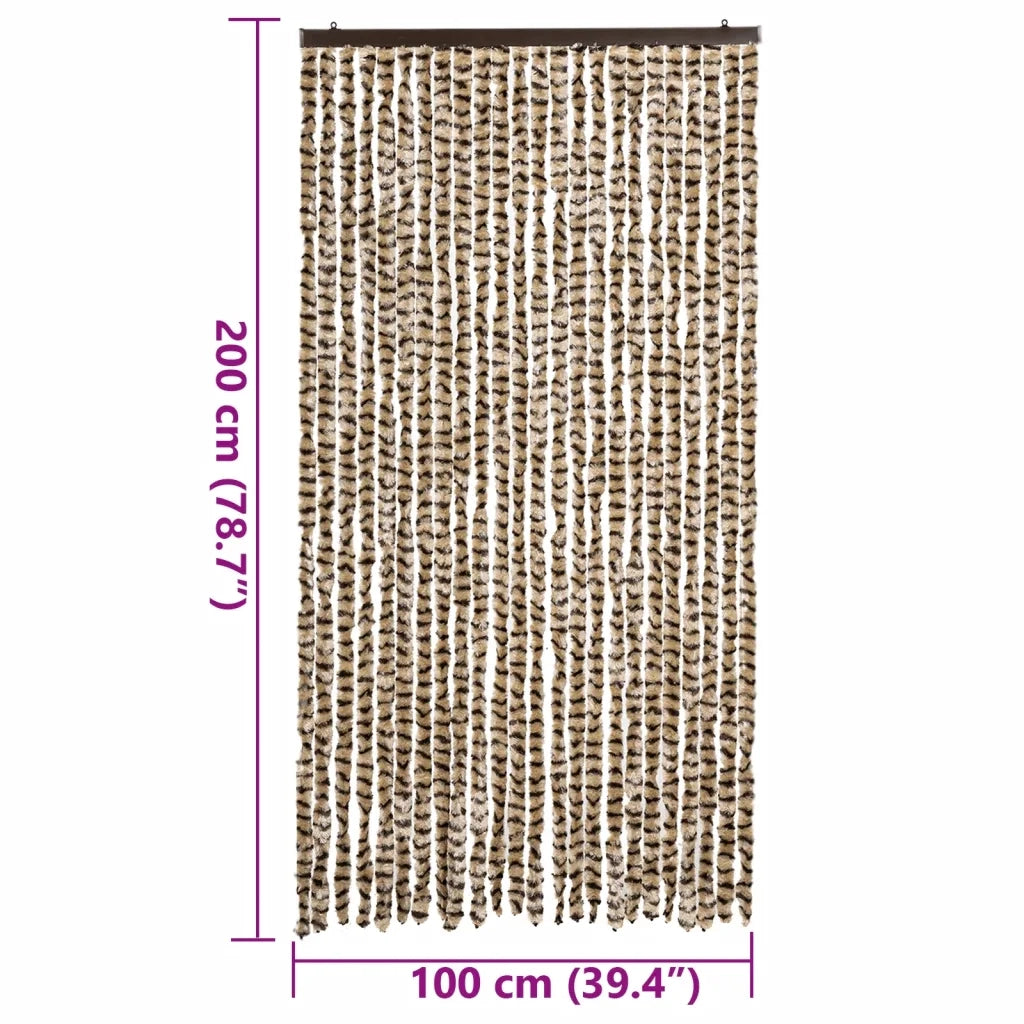 Tenda Antimosche Beige e Marrone 100x200 cm in Ciniglia CFW6384177