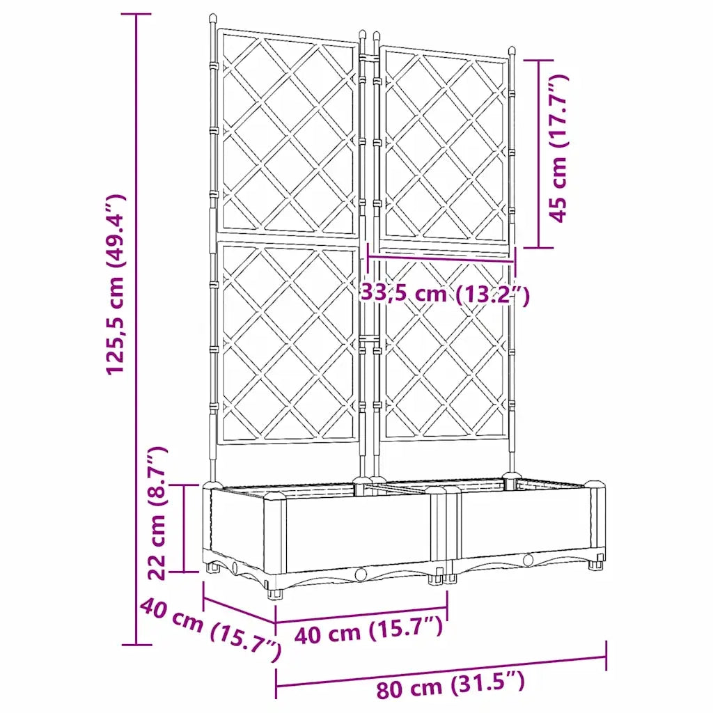 Vaso da giardino 2 pcs Marrone 80 x 40 x 125,5 cm Plastica 42002814
