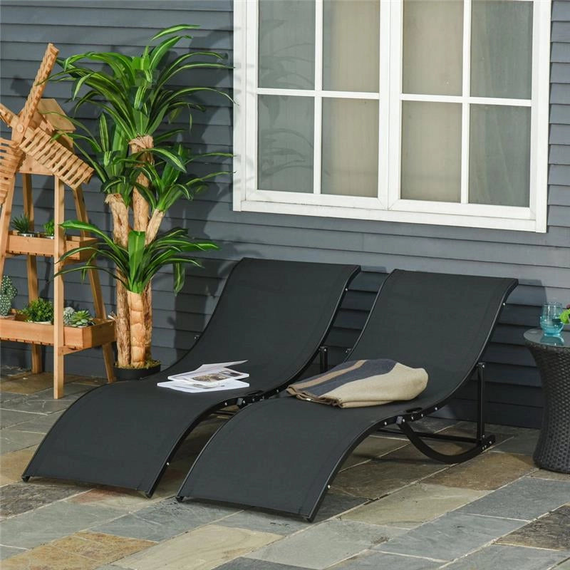 SET 2 SDRAIO DA GIARDINO PIEGHEVOLI 61 X 165 X 63 CM COLORE NERO