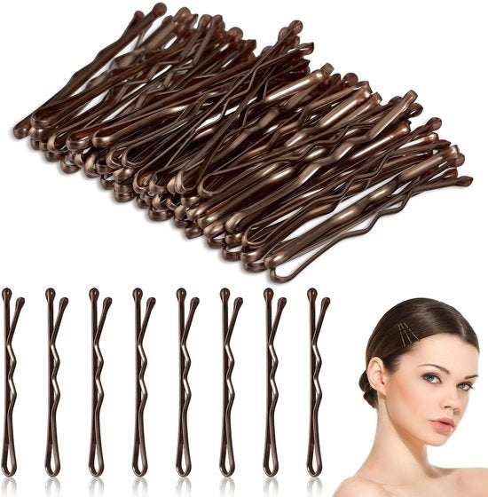 Kit di spille per capelli in acciaio - 50 pezzi - Spille per capelli mini - Spille per capelli piccole - Spille per capelli in acciaio - Colore marrone/nero/oro - 3,5 cm