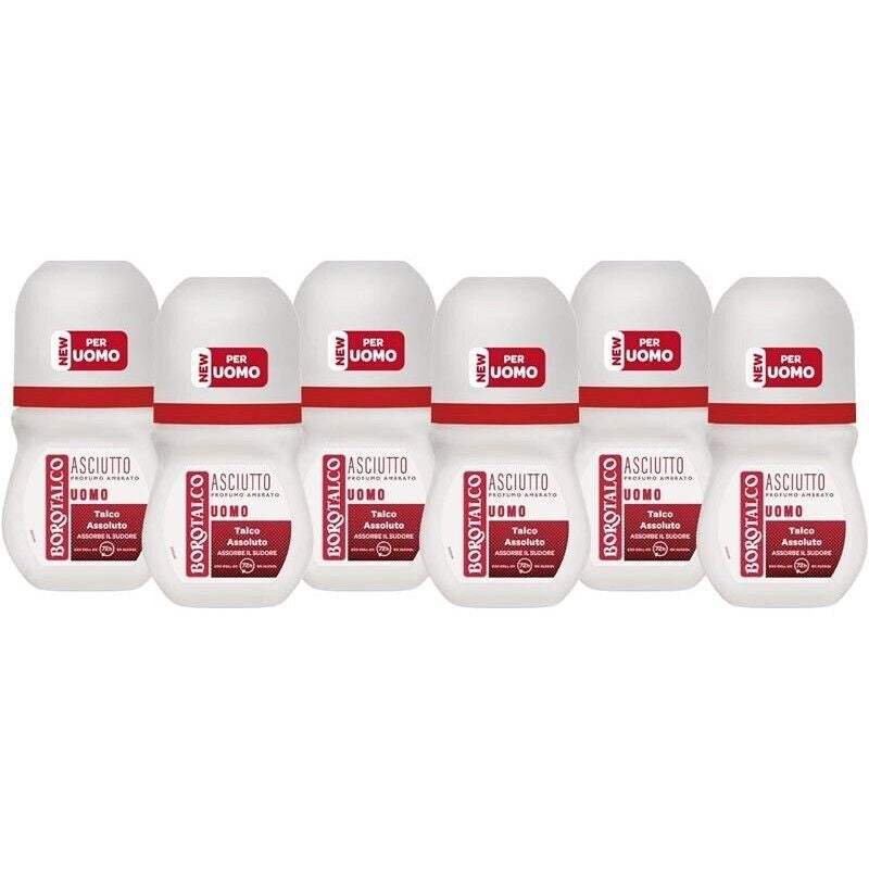 BOROTALCO SET 6 PZ DEO ROLL-ON 50ML L'UNO NEW ASCIUTTO PROFUMO AMBRATO NO ALCOOL 72H