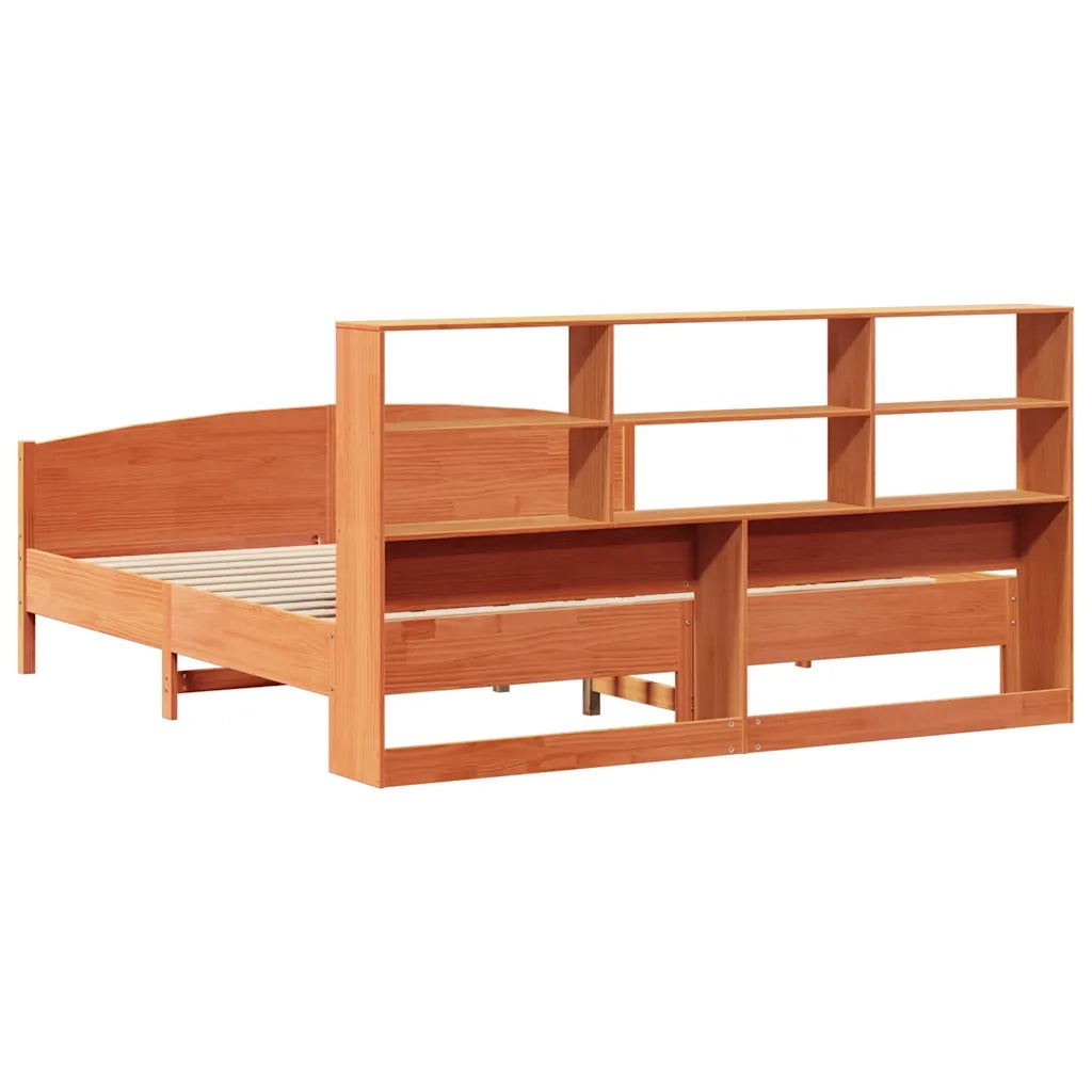 Letto Libreria senza Materasso Marrone Cera 180x200 cm in Pino 3323097