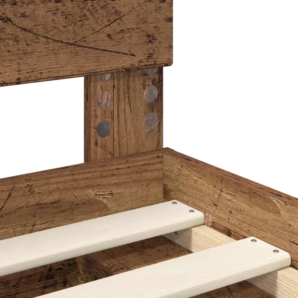 Letto singolo | Letto per adulti | Struttura del letto con testiera Legno vecchio 100 x 200 cm