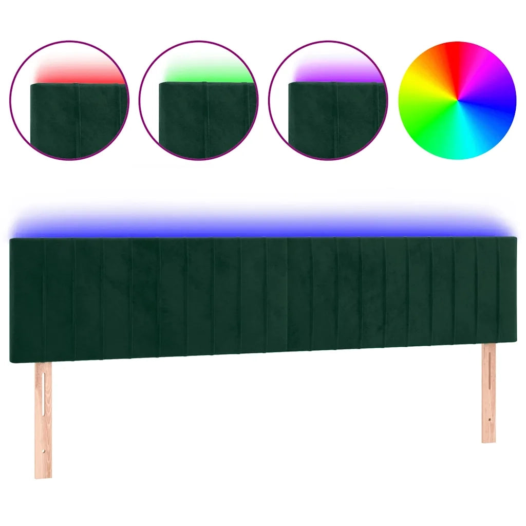 Testiera a LED Verde Scuro 200x5x78/88 cm in Velluto 3121919