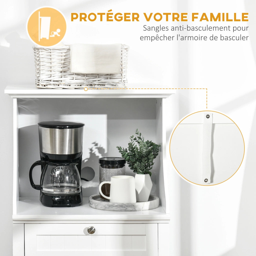 Mobile cucina con microonde e cassetto ¨C Minimal ¨C 60x40x122,5 cm bianco