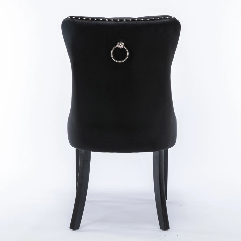 Set di 2 sedie da pranzo moderne e di alta gamma Nikki Collection in legno massello trapuntato con rivestimento in velluto e gambe in legno con borchi