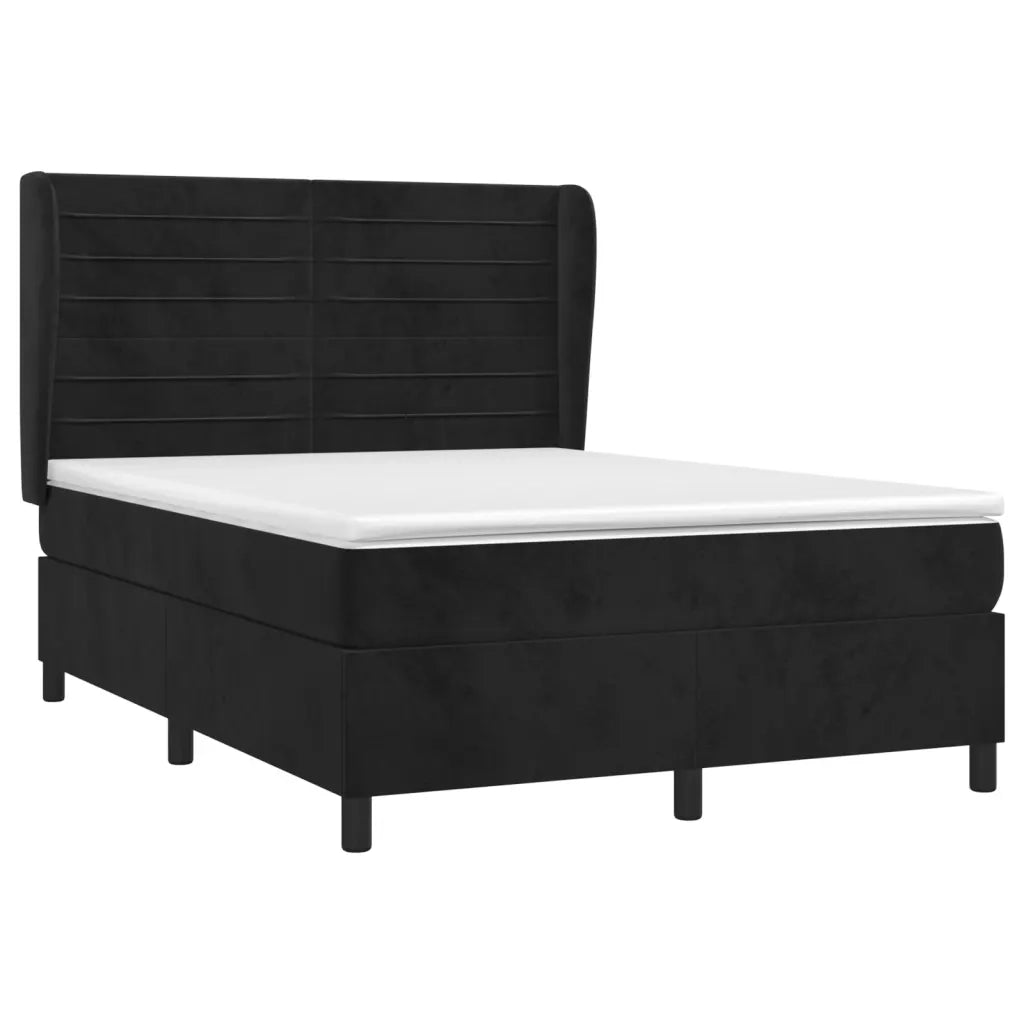 Giroletto a Molle con Materasso Nero 140x190 cm in Velluto 3129269