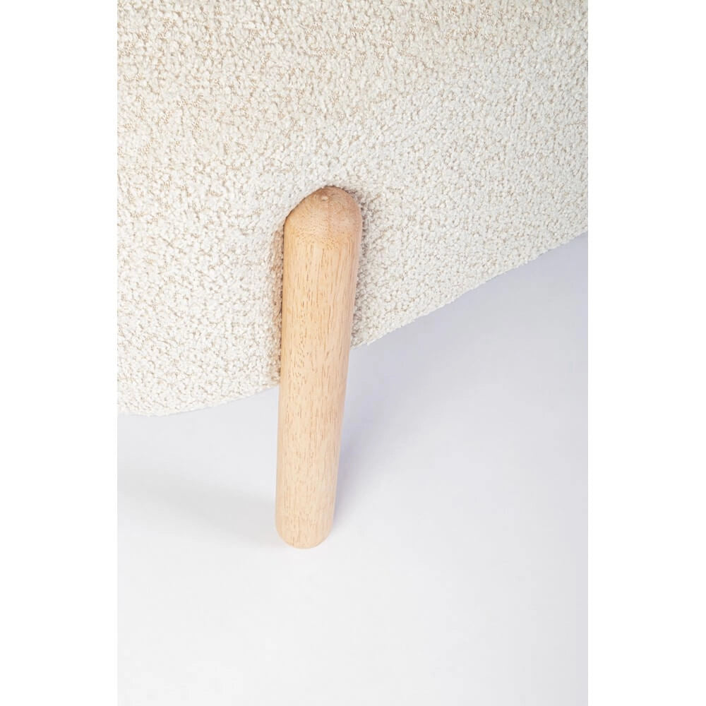 Panca imbottita effetto bouclé con gambe in legno naturale - SIENNA