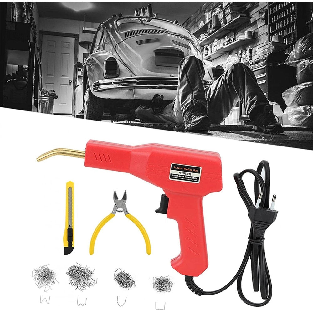 Trade Shop - Pistola Saldatore Saldatrice Per Plastiche Auto Paraurti 50w Con Kit Riparazione -