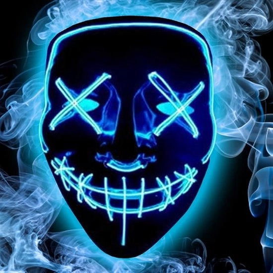 Maschera led per adulti, luce facciale, 3 modalità di scintillio per carnevale, feste mascherate e festeggiamenti di costume