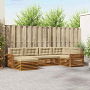 Set di divani da esterno con cuscino 6 pcs Naturale e Beige 3373748