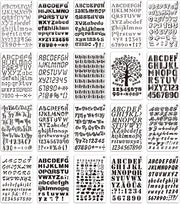 Stencils 20 pezzi Reutilizzabili - Schemi Lettere/Numeri - Strumenti di disegno - Scrapbooking - Doodle creativi - Per bambini/Adulti