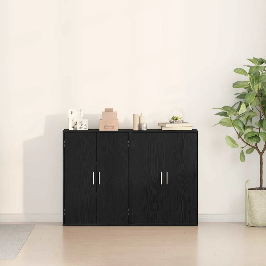 Credenza 2 pcs Rovere Nero 60 x 31 x 84 cm Legno multistrato 3334304