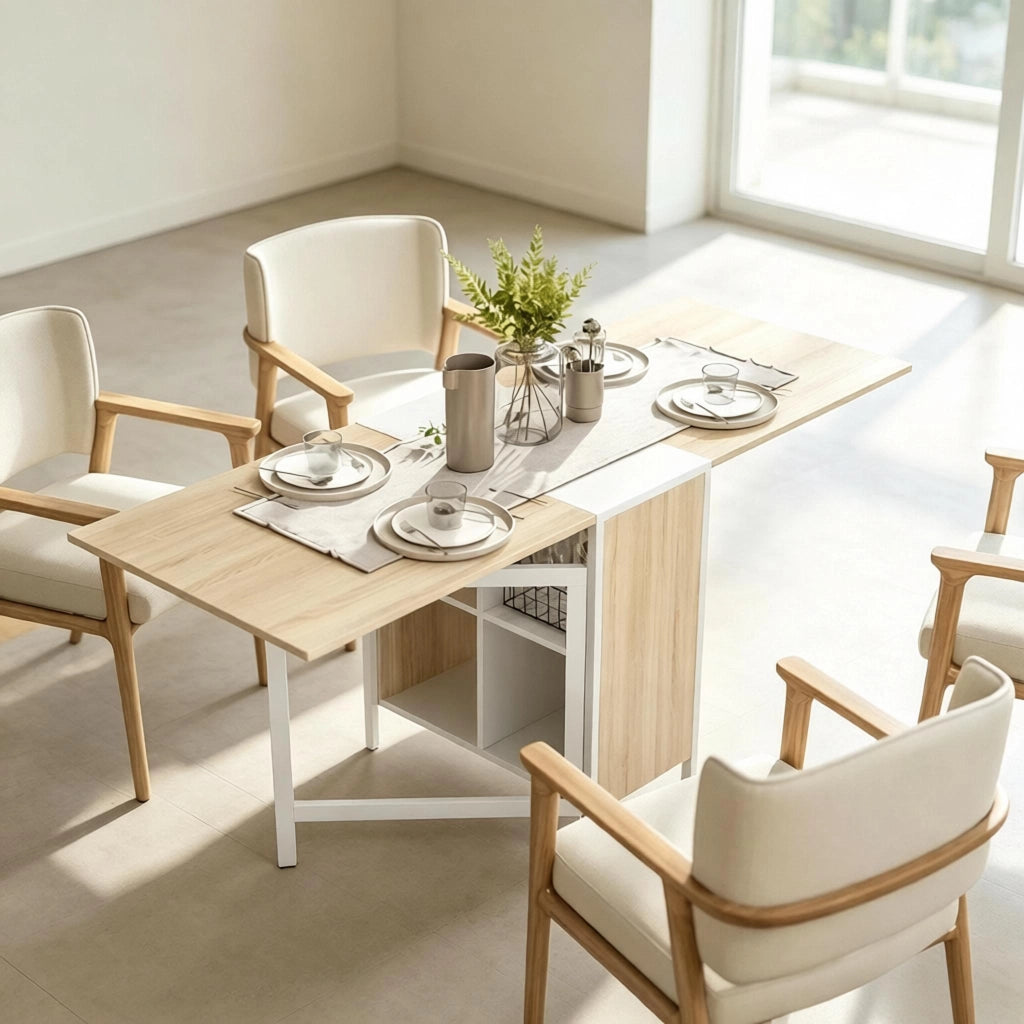 Tavolo allungabile versatile, tavolo da pranzo pieghevole moderno, tavolo da pranzo allungabile con vano portaoggetti (solo con 1 tavolo da pranzo)