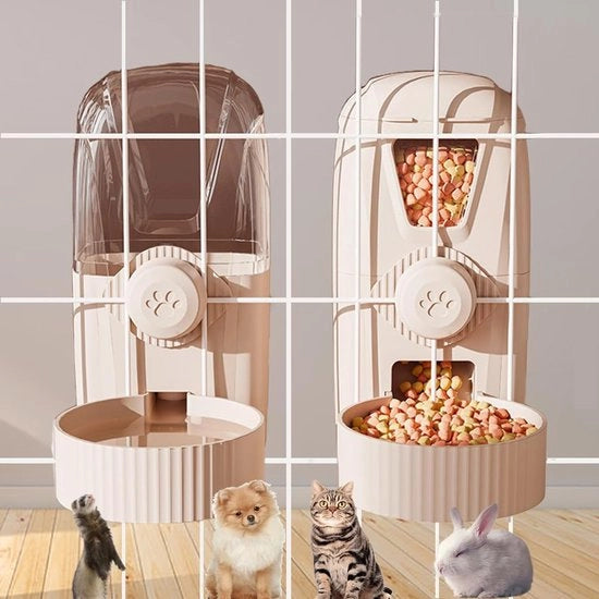 Dispensatore automatico di cibo e acqua per gabbie appese, 1 litro, grande capacità, riempimento gravità, dispensatore di cibo e acqua con sifone per cani, gatti, conigli, chinchilla e piccoli roditori.