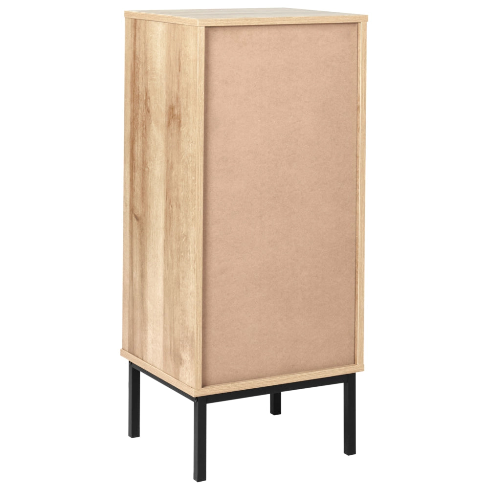 Mobiletto da bagno in particelle di legno chiaro Rattan intrecciato 40 x 92 cm Boho Design