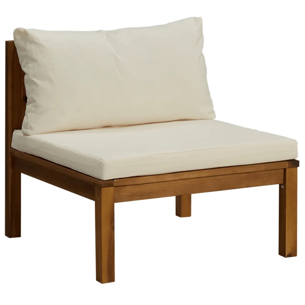 Set Divani da Giardino 7 pz con Cuscini Crema in Legno Acacia 3086954