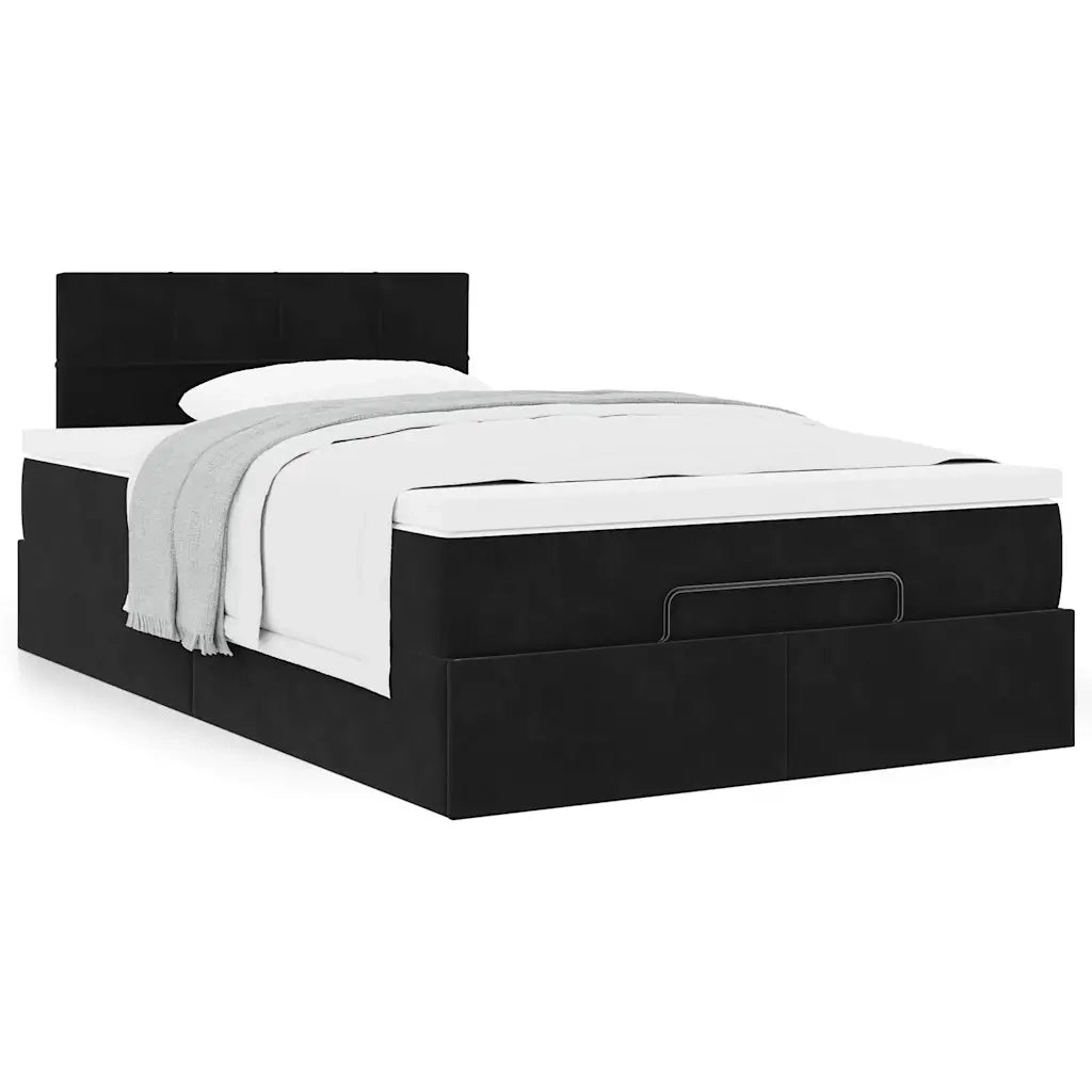 Pouf Letto con Materasso Nero 120x190 cm Velluto 3311761