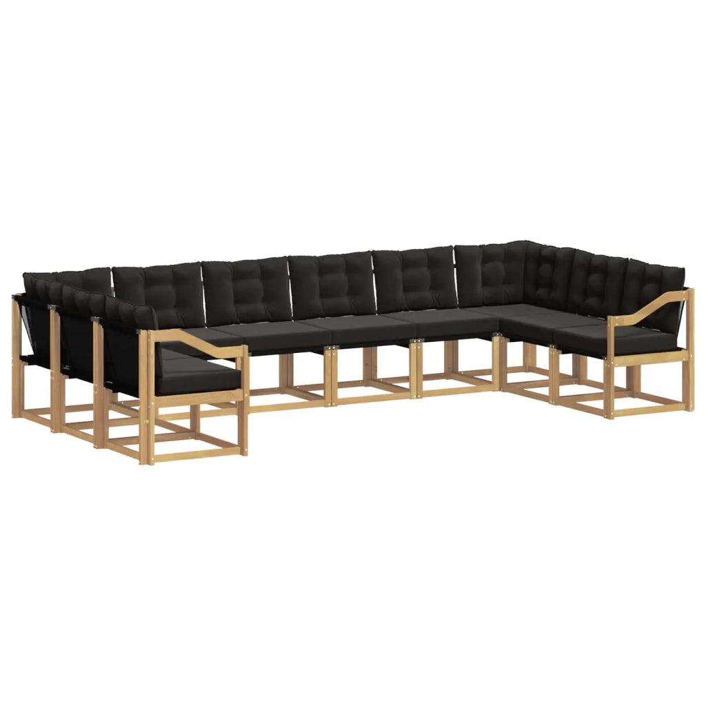 Set di divani da esterno 10 pz Bianco e Nero 3389918