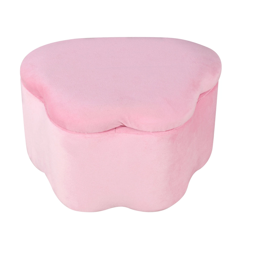 OKWISH Letto Bambini 90×200 cm, Letto Singolo con 2 Panche Contenitore, LED e Orecchie da Coniglio Pieghevoli, senza Materasso, Velluto Rosa
