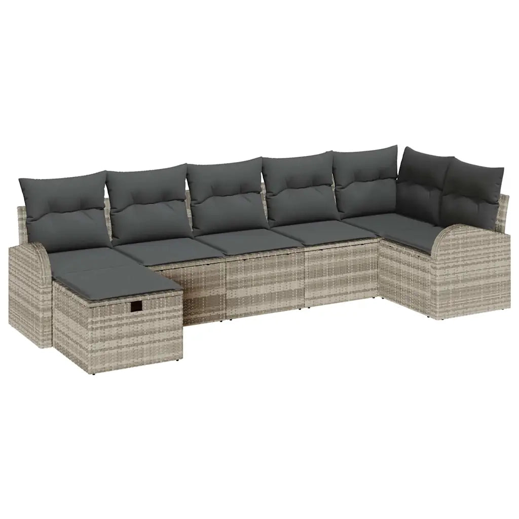 Set di divani con cuscino Grigio chiaro polyrattan