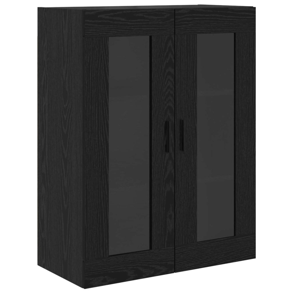 Credenza 2 pz-Set di 2 Buffet-Armadio da cucina Rovere Nero Legno Stratificato e Vetro 713116