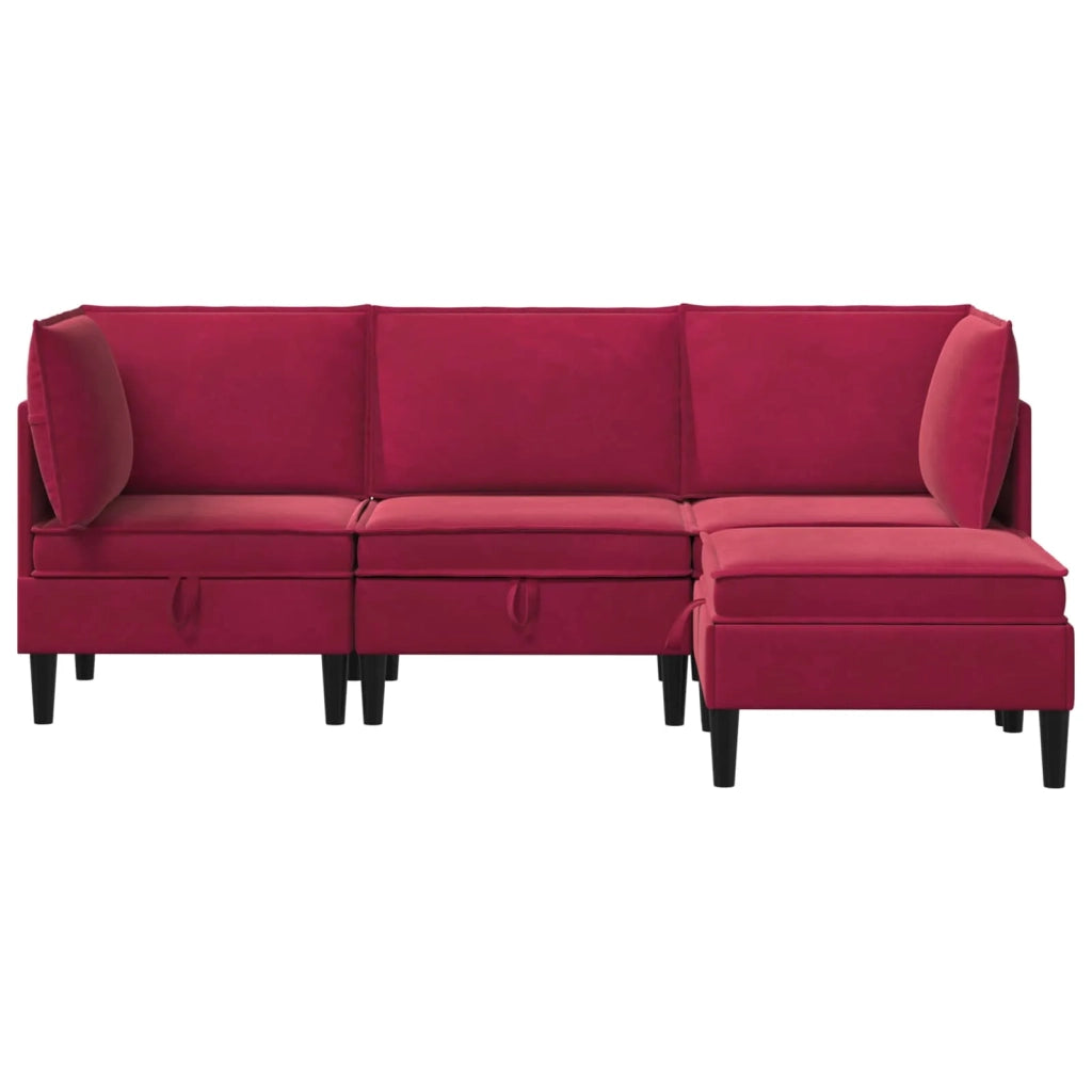 Set di mobili per il soggiorno 4 pcs Rosso Vino Velluto 3413750