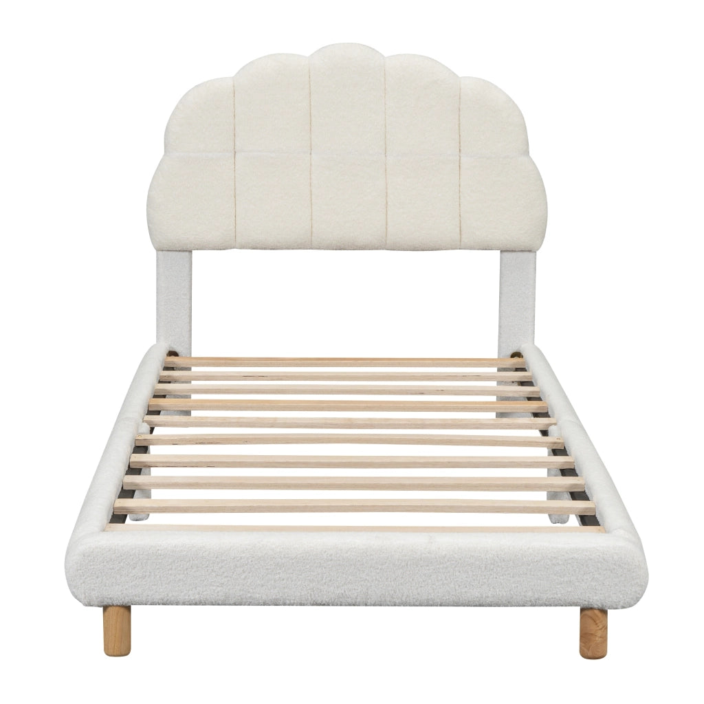 Letto per bambini 90x200 - Xylo - Bianco in velluto senza materasso