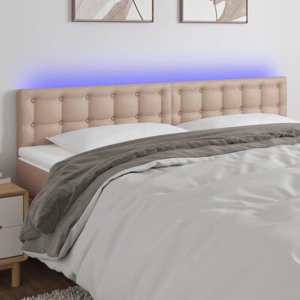 Testiera | Testata Cappuccino a LED 160x5x78/88 cm in Similpelle