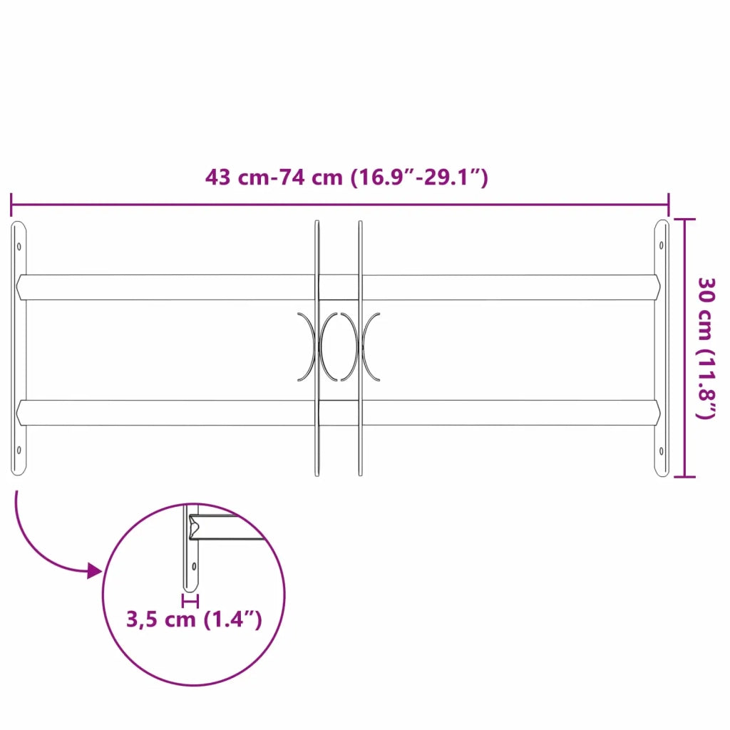 Griglia di Sicurezza per Finestre con 2 Traverse 3 pcs 43-74 cm 42031300