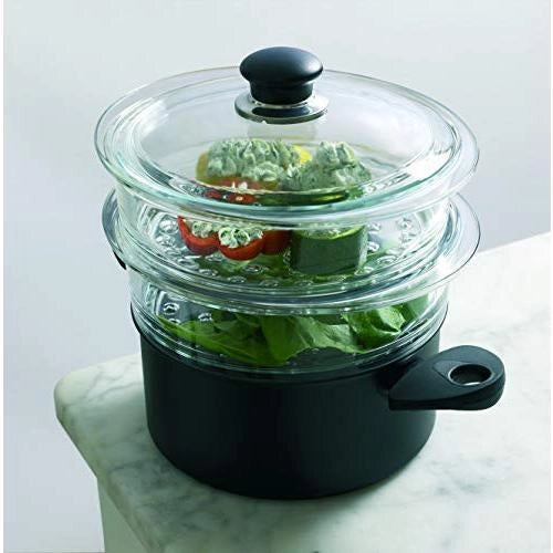 Ballarini 750000960 Firenze Vaporiera in Alluminio 20 cm Antiaderente Cortan Manici Bachelite colore Nero