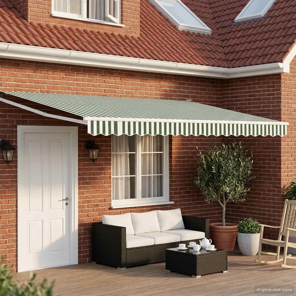Tenda retrattile manuale con LED Verde e Bianco 4,5 × 3 m 3419321